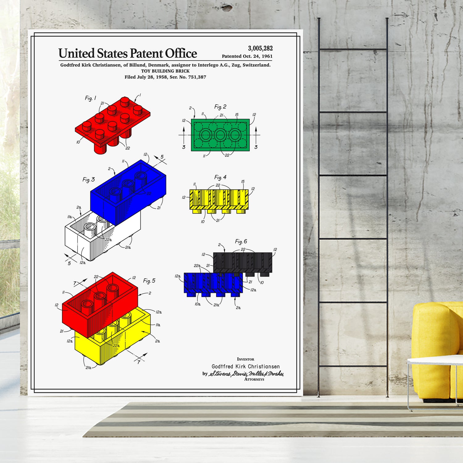 Toy Building Brick Patent by Finlay McNevin on GIANT ART - white typography