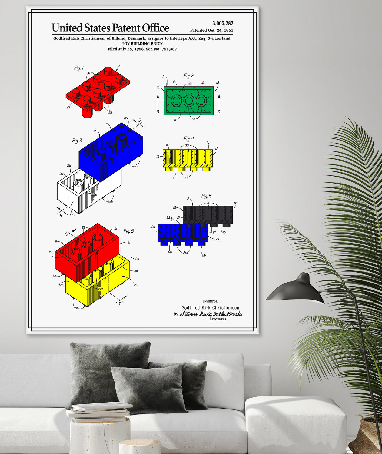 Toy Building Brick Patent by Finlay McNevin on GIANT ART - white typography