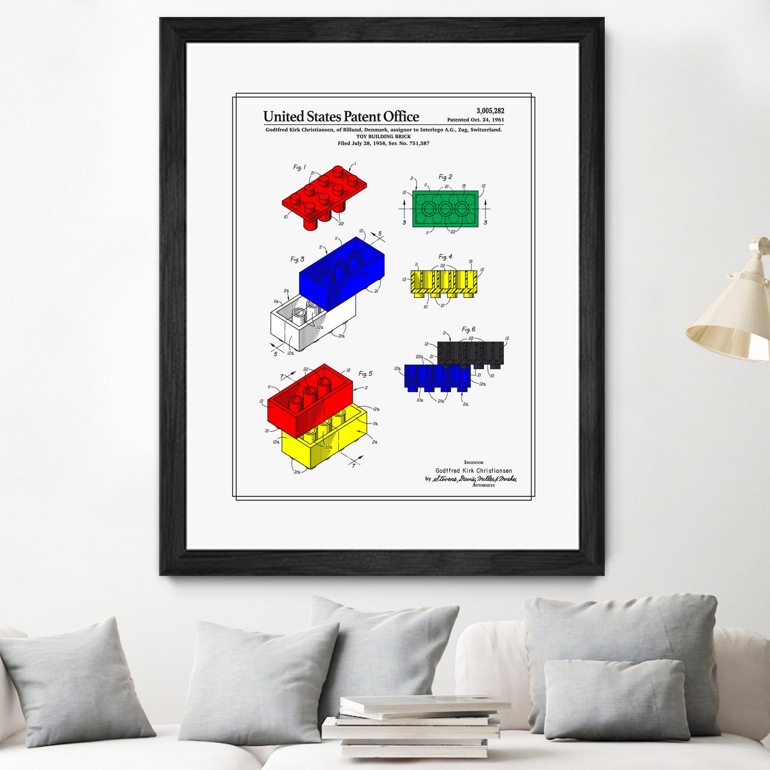 Toy Building Brick Patent by Finlay McNevin on GIANT ART - white typography