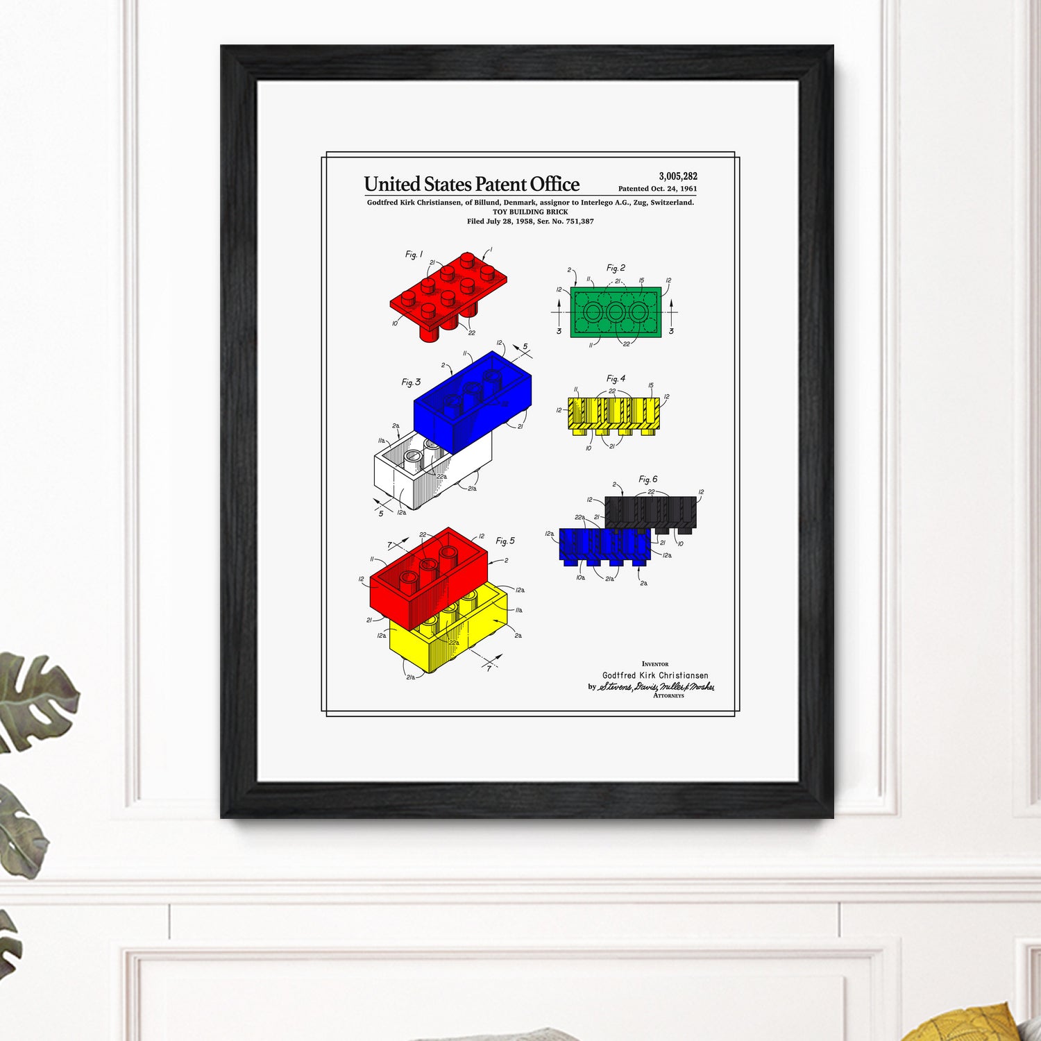 Toy Building Brick Patent by Finlay McNevin on GIANT ART - white typography