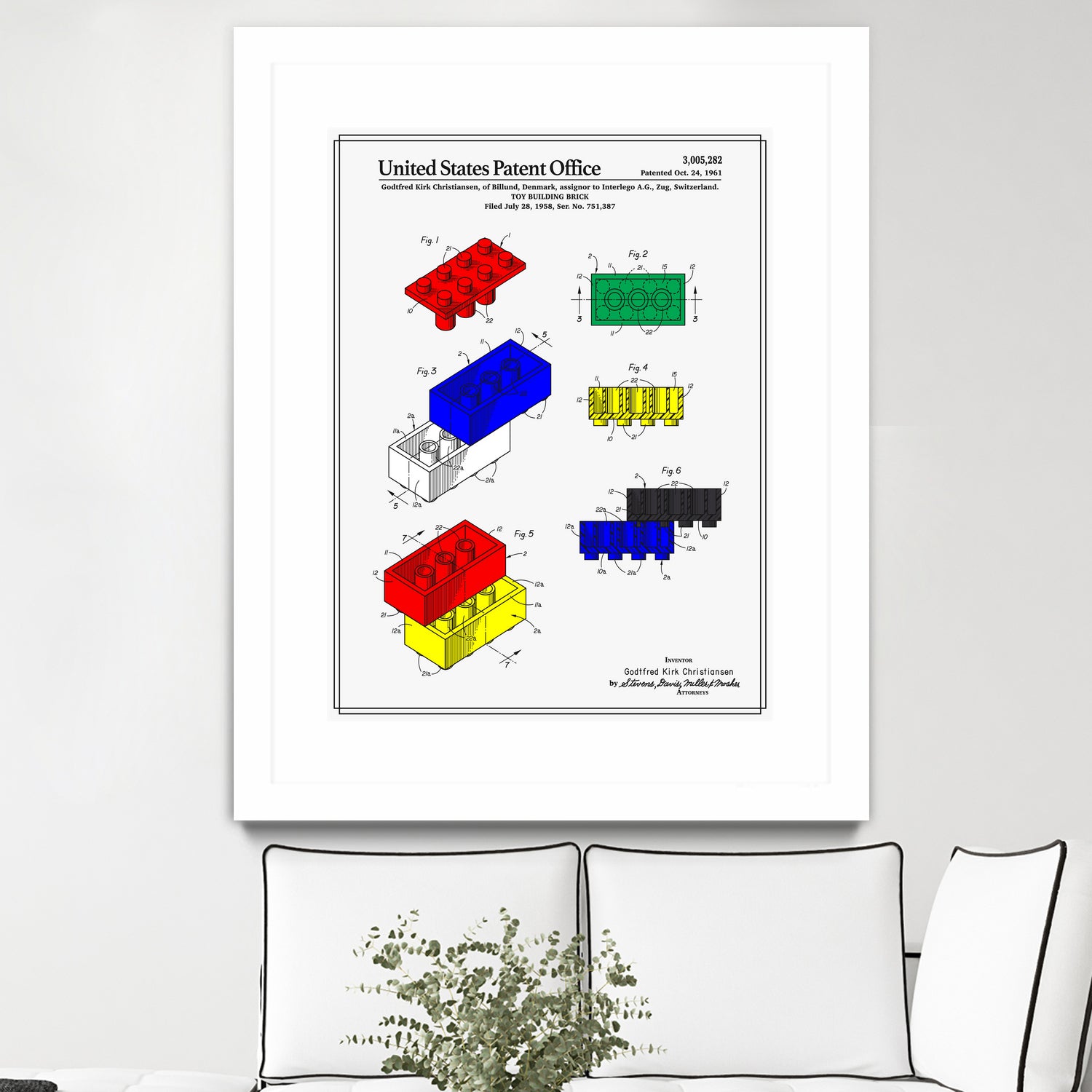 Toy Building Brick Patent by Finlay McNevin on GIANT ART - white typography