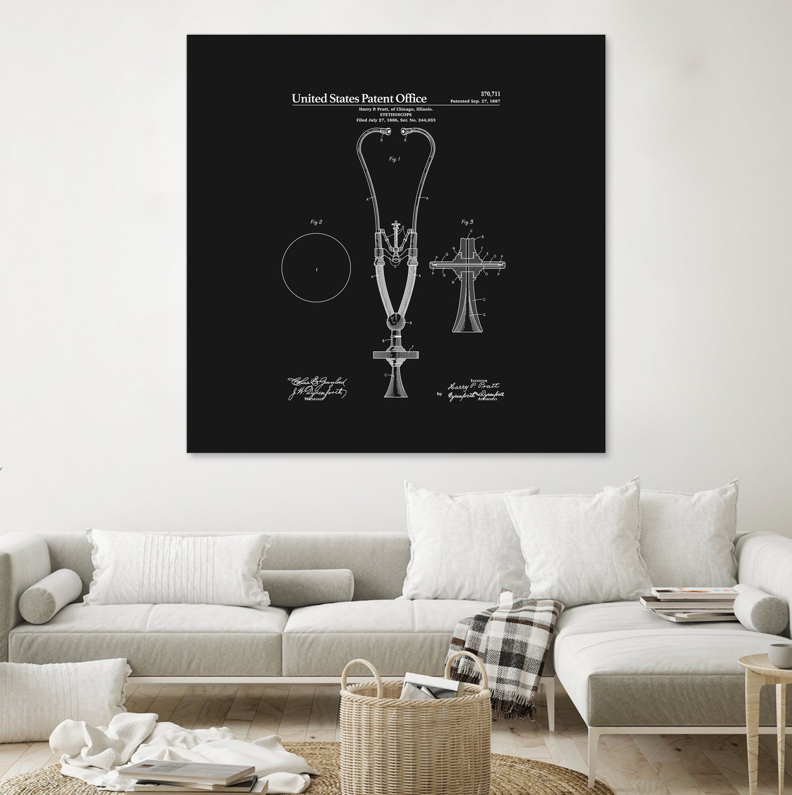 Stethoscope Patent - Black by Finlay McNevin on GIANT ART - black typography