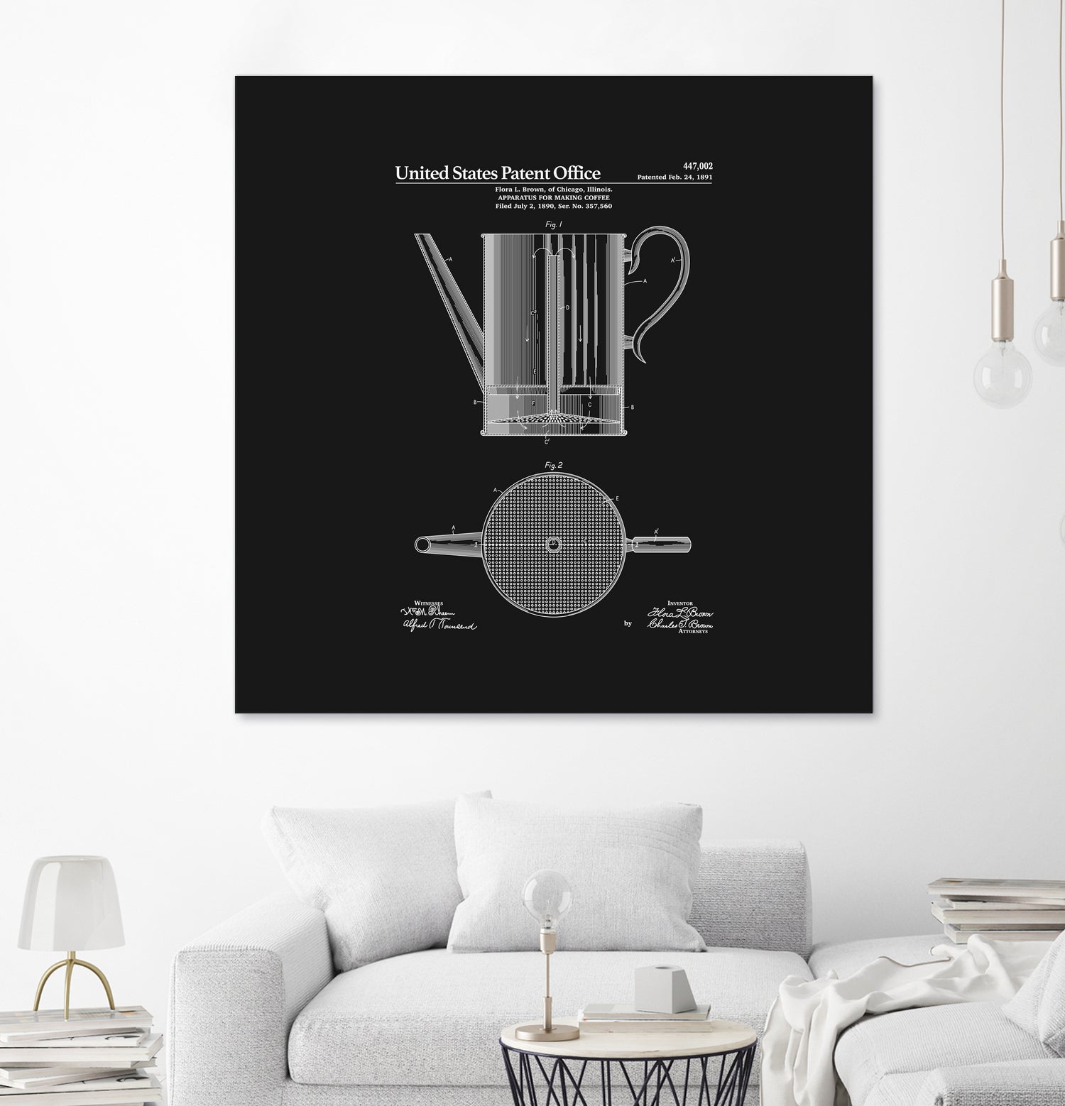 Coffee Press Patent - Black by Finlay McNevin on GIANT ART - black typography