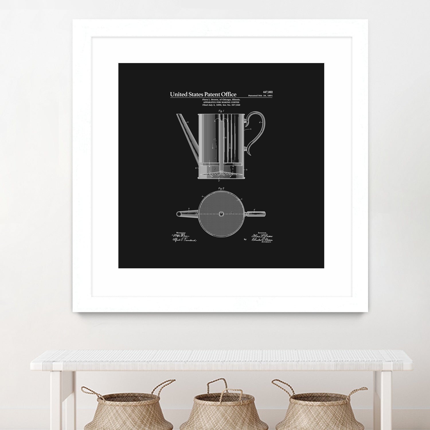 Coffee Press Patent - Black by Finlay McNevin on GIANT ART - black typography