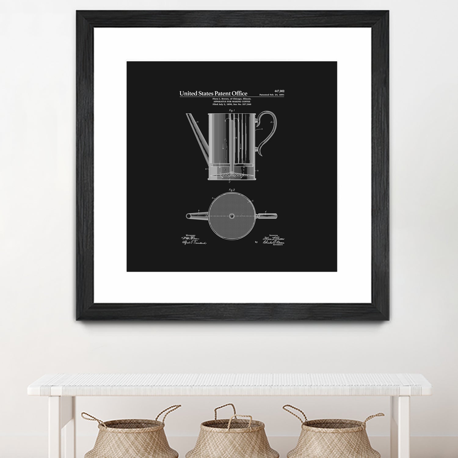 Coffee Press Patent - Black by Finlay McNevin on GIANT ART - black typography