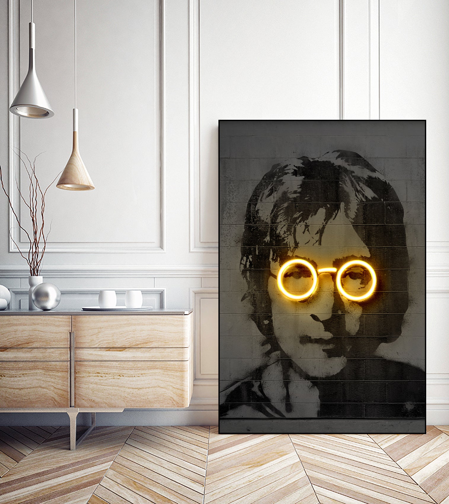 John Lennon by Octavian Mihai Mielu on GIANT ART - yellow photo manipulation