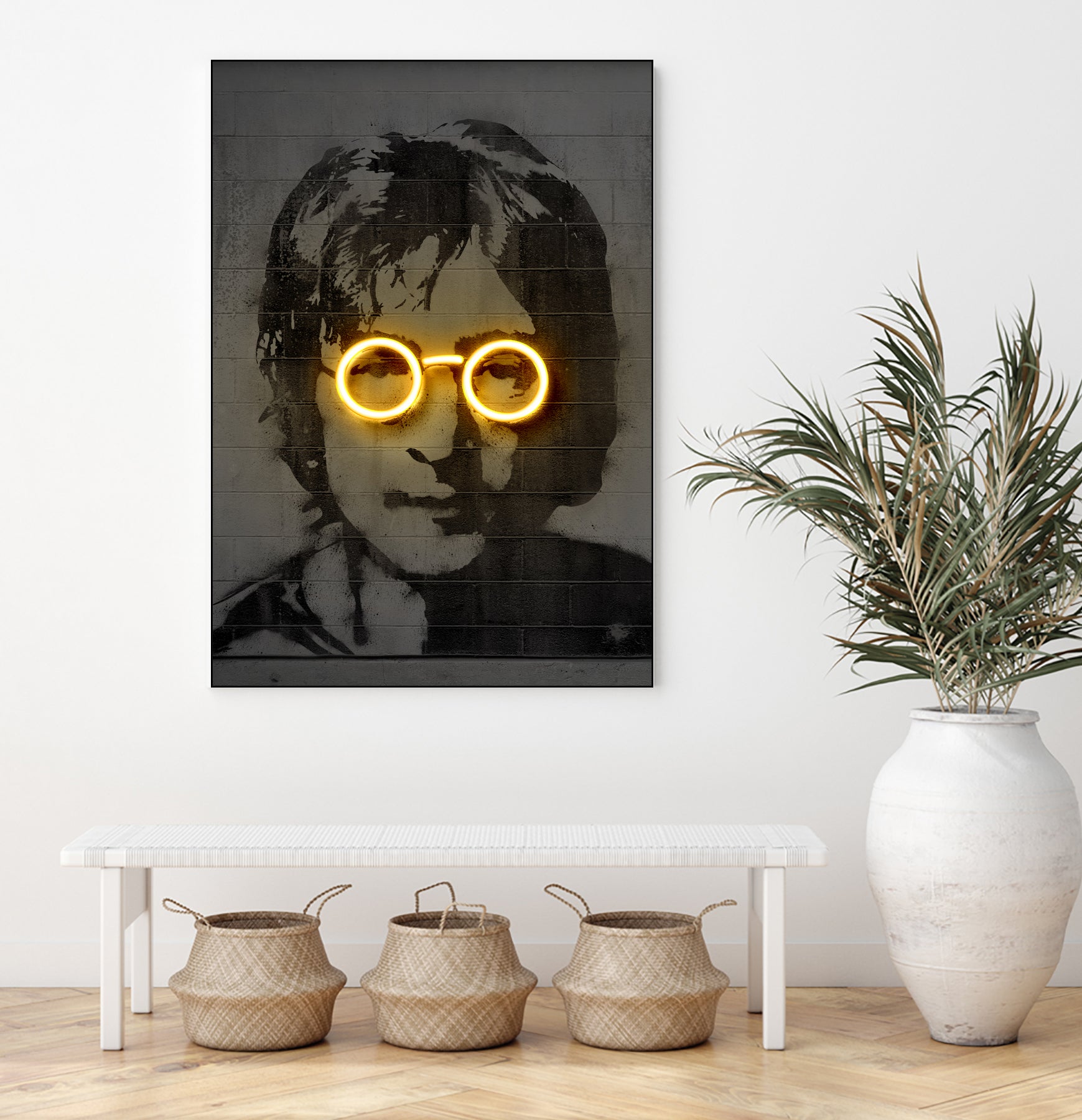 John Lennon by Octavian Mihai Mielu on GIANT ART - yellow photo manipulation