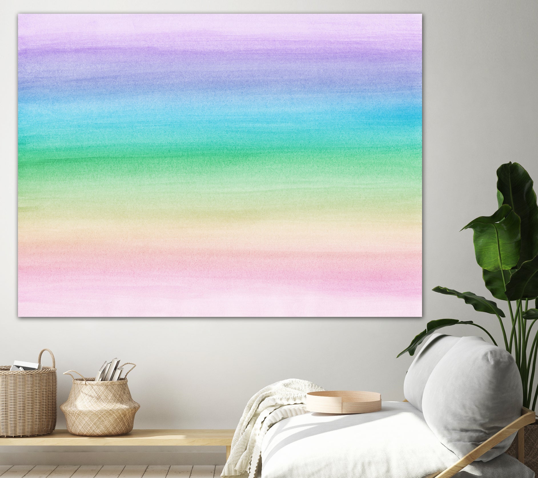 Pastel Unicorn Rainbow Watercolor Dream #1 #painting by Anita & Bella Jantz on GIANT ART - fuchsia digital painting