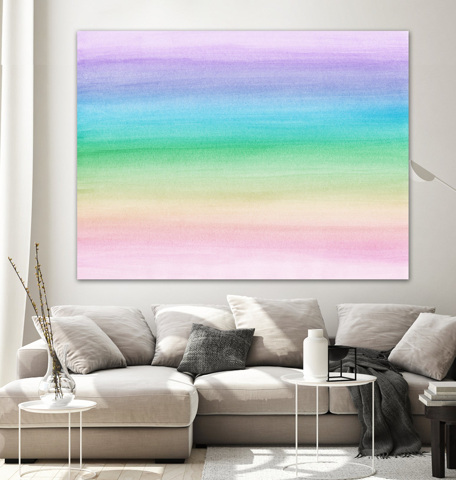 Pastel Unicorn Rainbow Watercolor Dream #1 #painting by Anita & Bella Jantz on GIANT ART - fuchsia digital painting