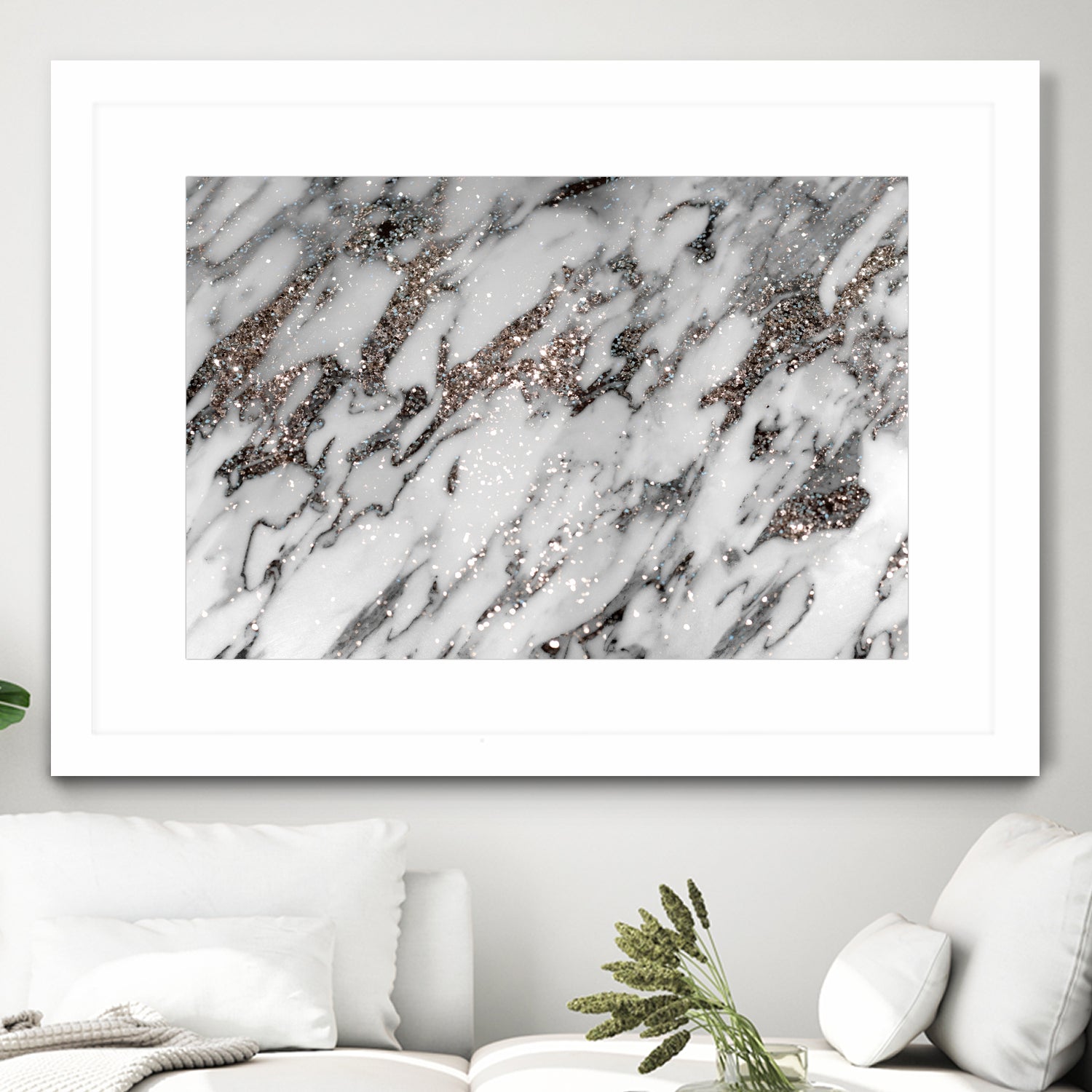 Classic White Marble Silver Glitter Glam #1 (Faux Glitter) by Anita & Bella Jantz on GIANT ART - white photo manipulation