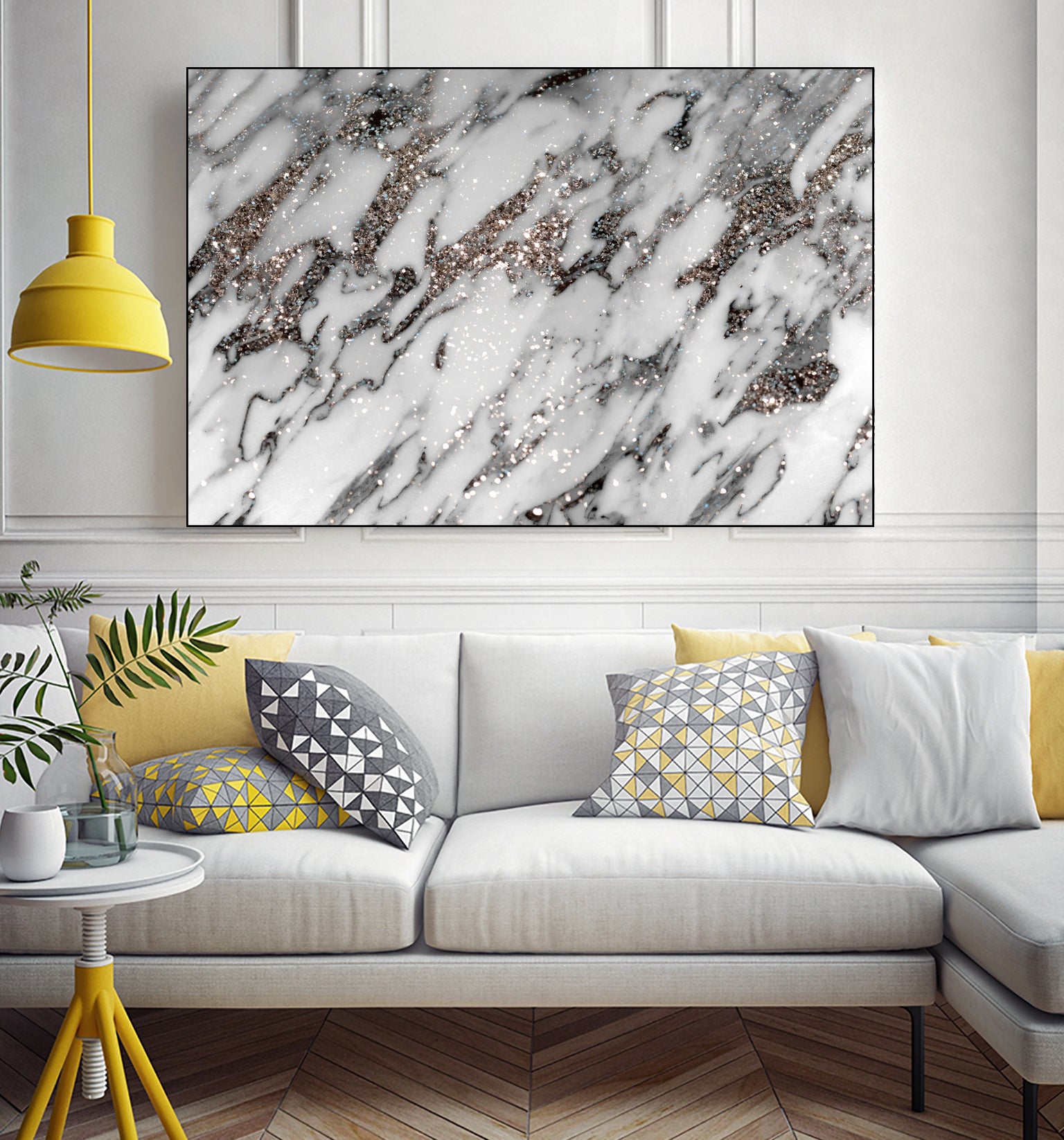 Classic White Marble Silver Glitter Glam #1 (Faux Glitter) by Anita & Bella Jantz on GIANT ART - white photo manipulation