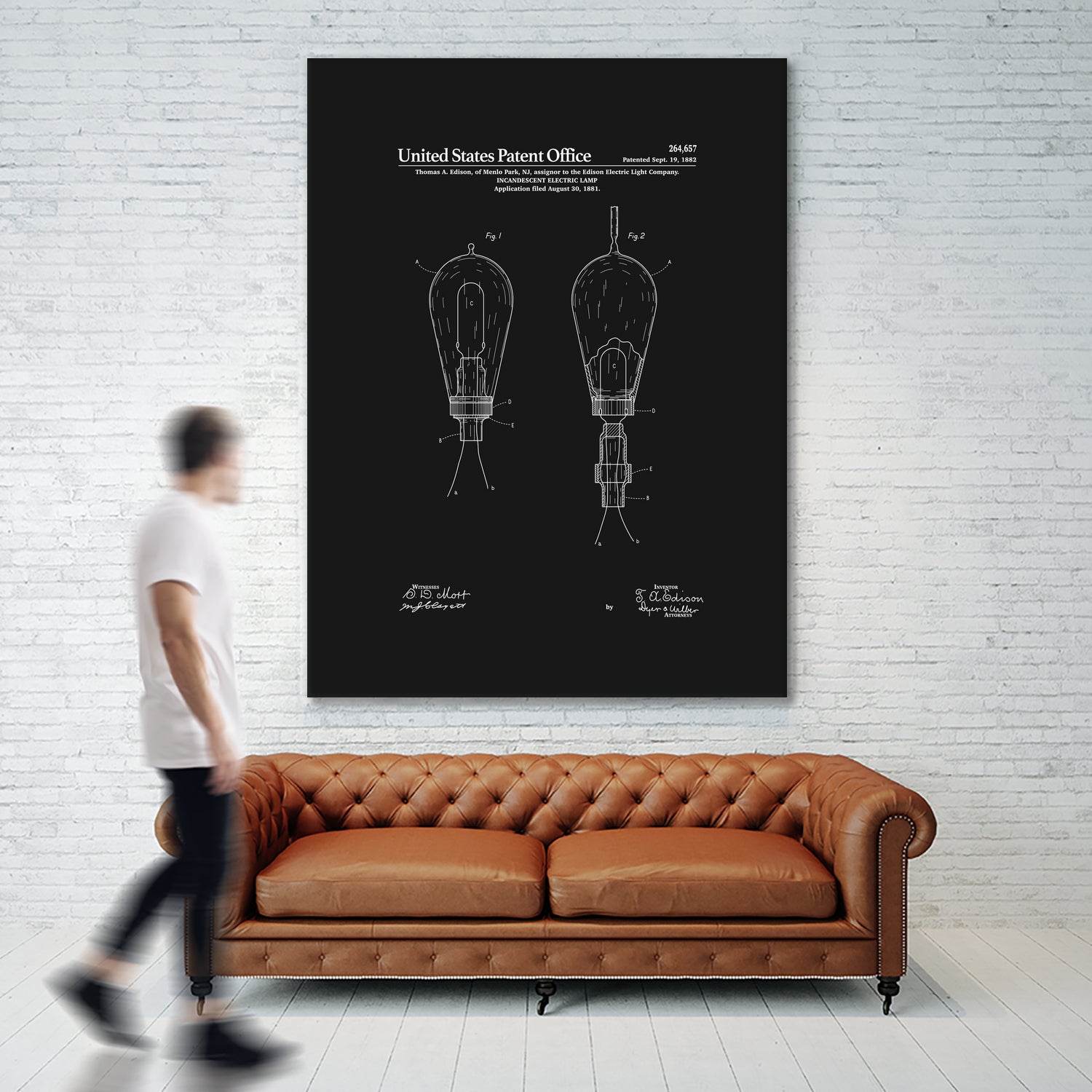 Thomas Edison Light Bulb Patent - Black by Finlay McNevin on GIANT ART - black typography