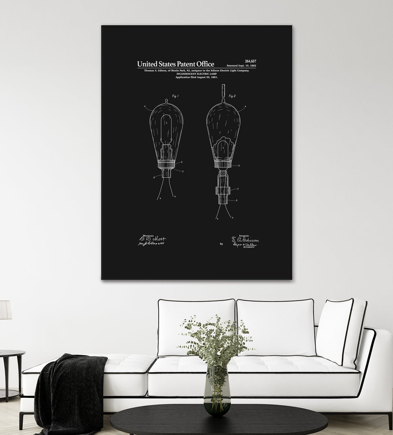 Thomas Edison Light Bulb Patent - Black by Finlay McNevin on GIANT ART - black typography