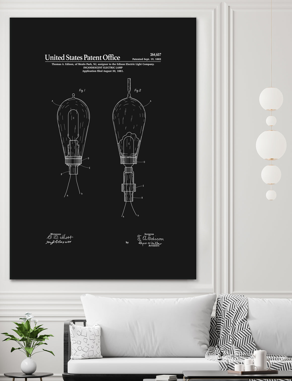 Thomas Edison Light Bulb Patent - Black by Finlay McNevin on GIANT ART - black typography