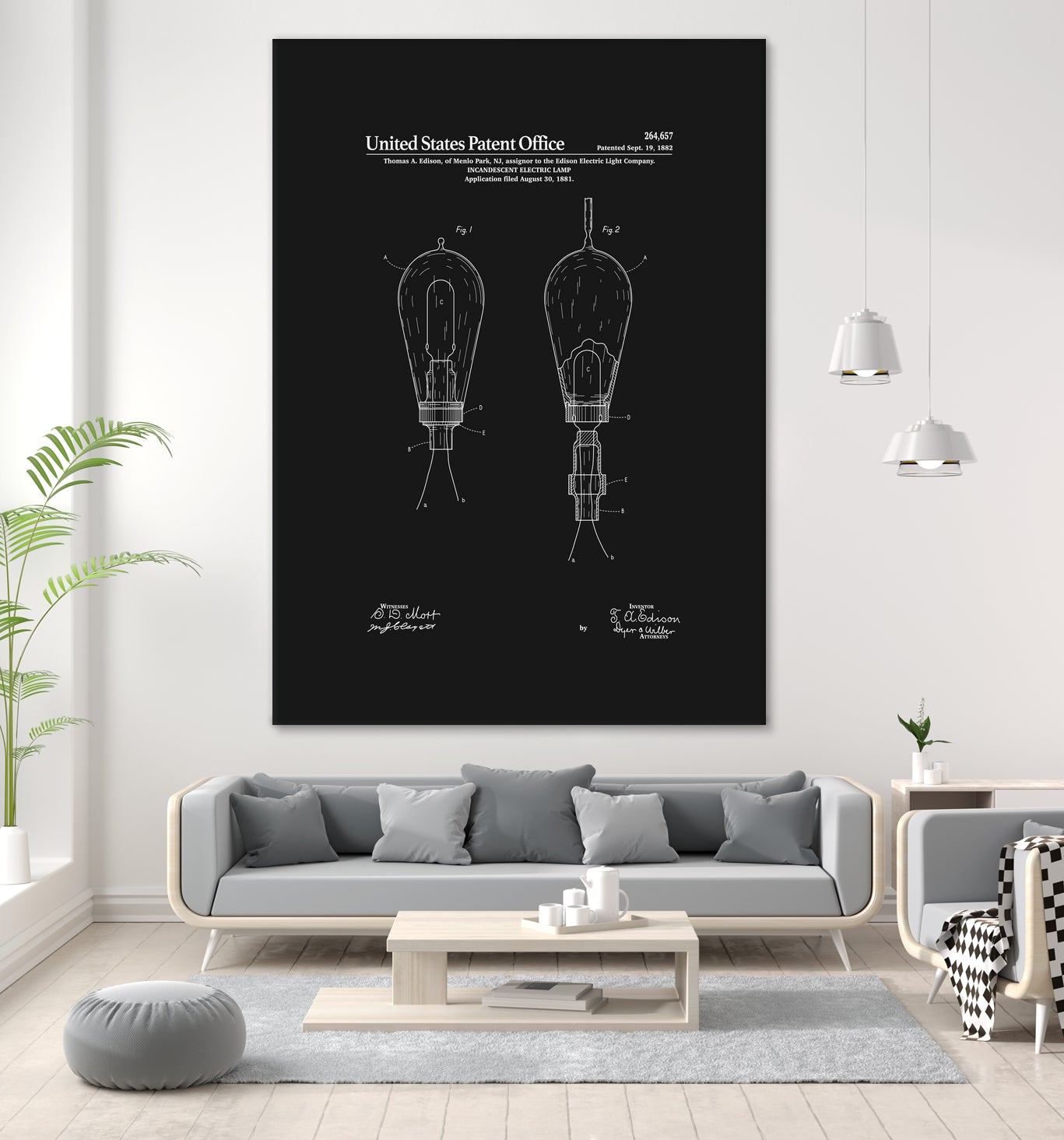 Thomas Edison Light Bulb Patent - Black by Finlay McNevin on GIANT ART - black typography