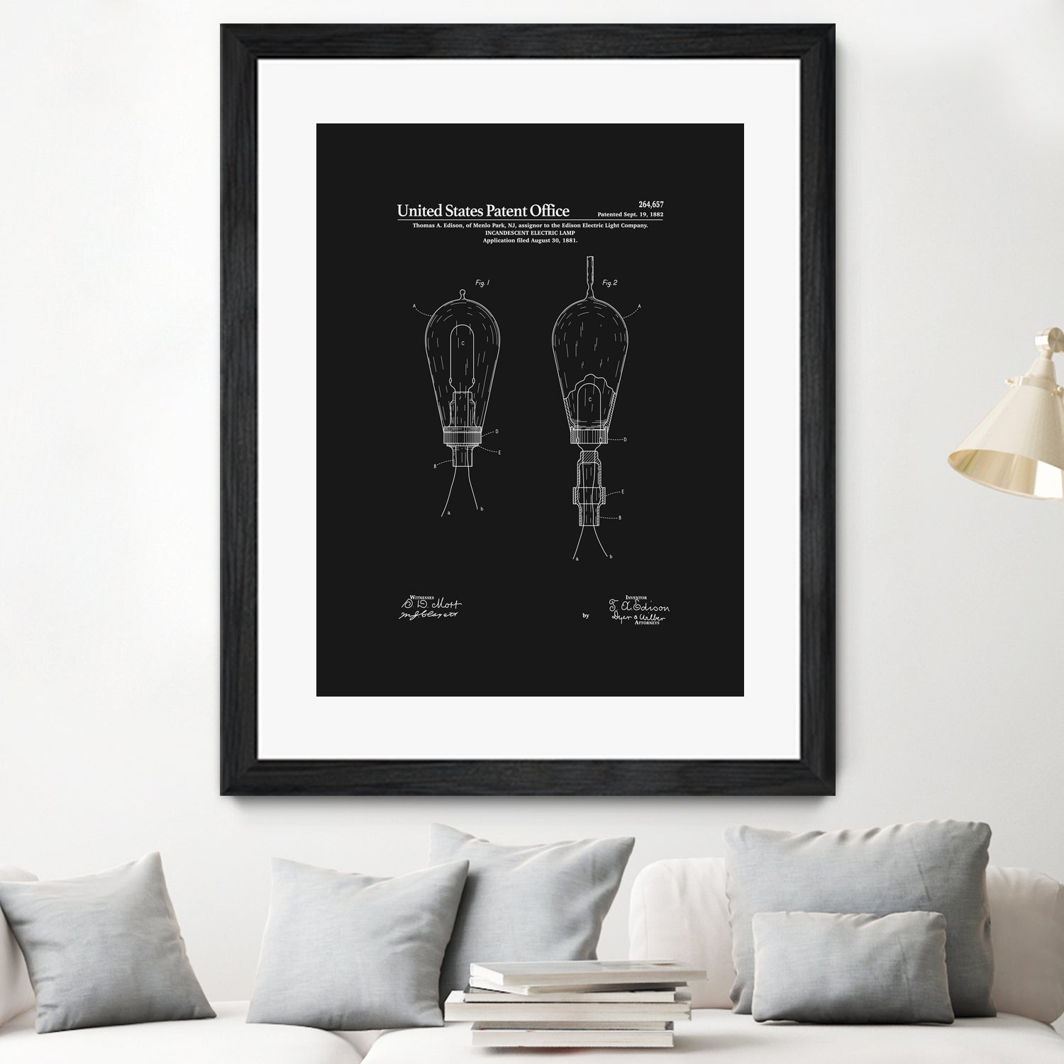 Thomas Edison Light Bulb Patent - Black by Finlay McNevin on GIANT ART - black typography