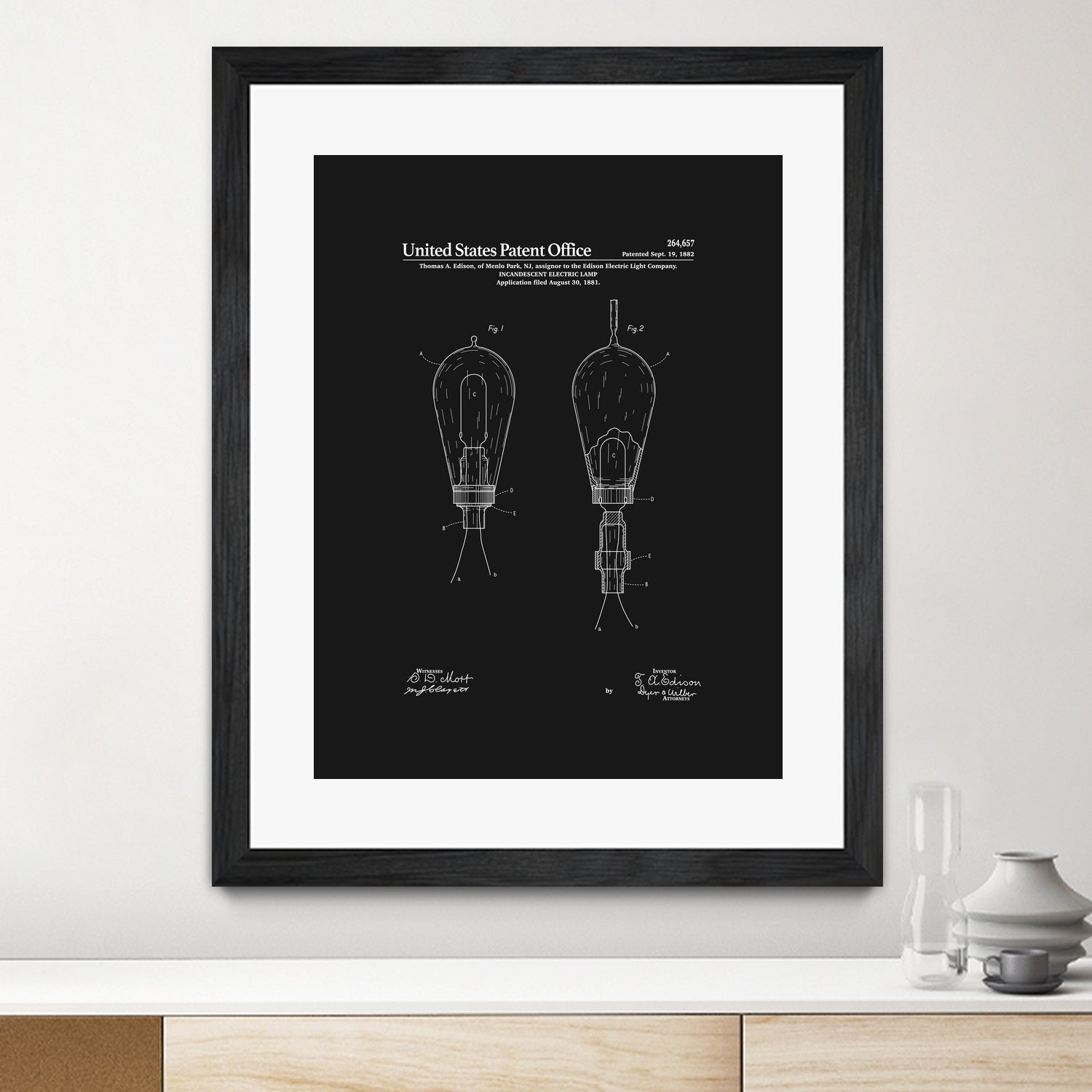 Thomas Edison Light Bulb Patent - Black by Finlay McNevin on GIANT ART - black typography