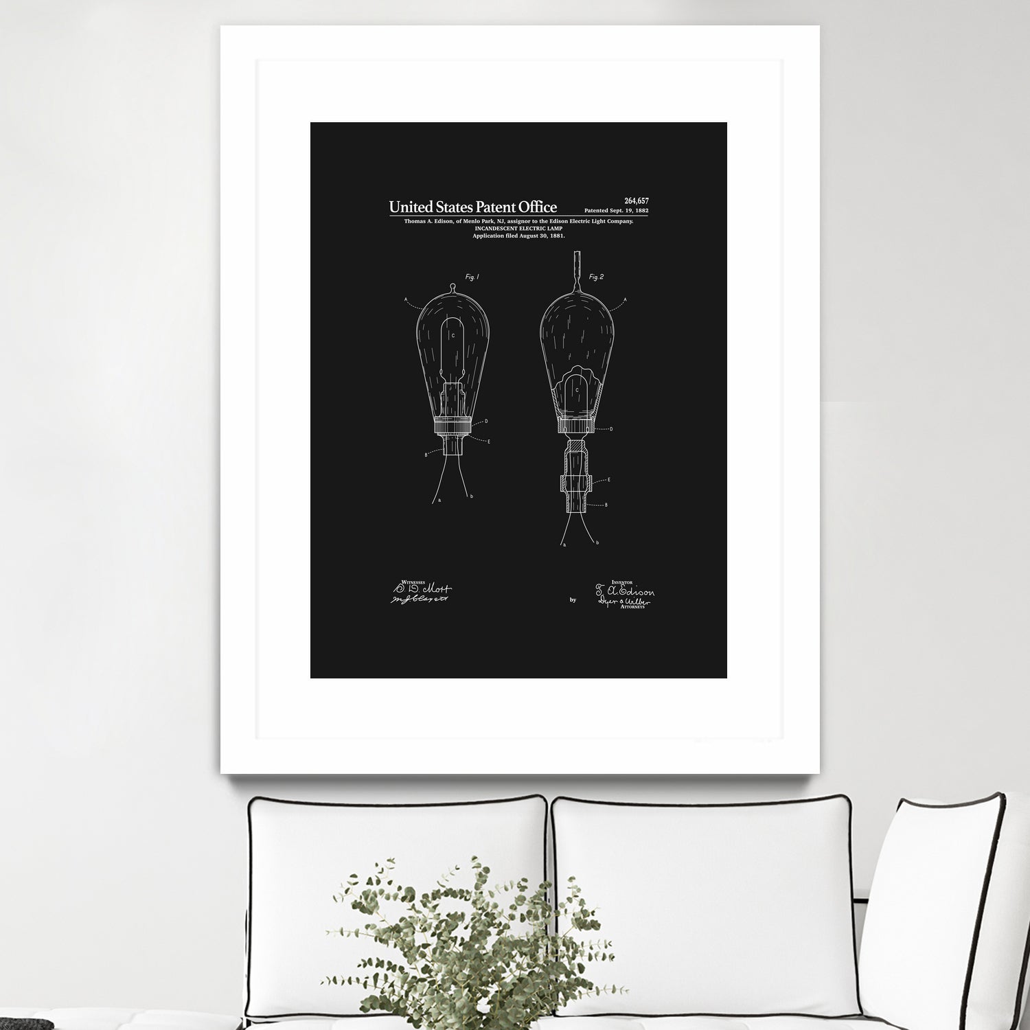 Thomas Edison Light Bulb Patent - Black by Finlay McNevin on GIANT ART - black typography