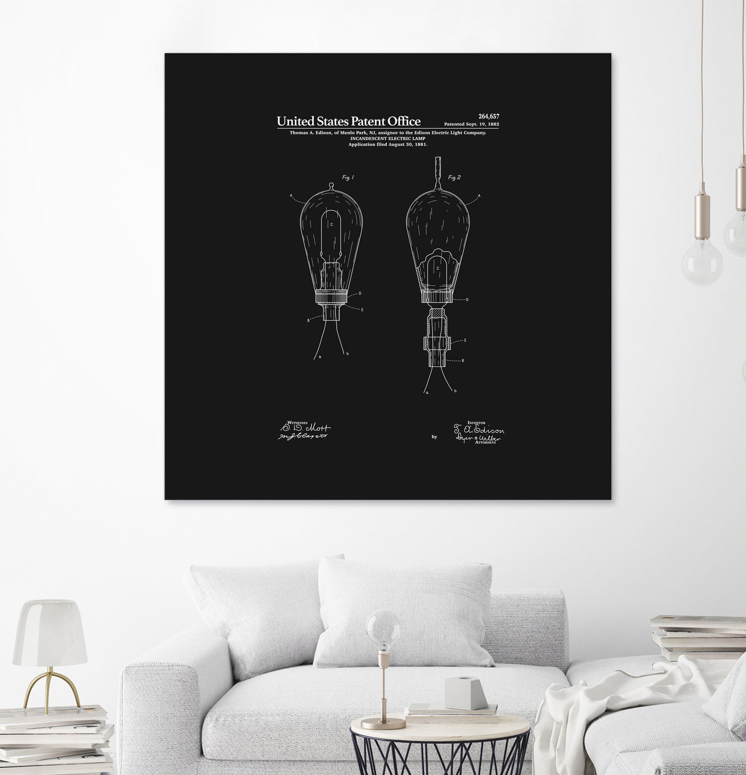 Thomas Edison Light Bulb Patent - Black by Finlay McNevin on GIANT ART - black typography