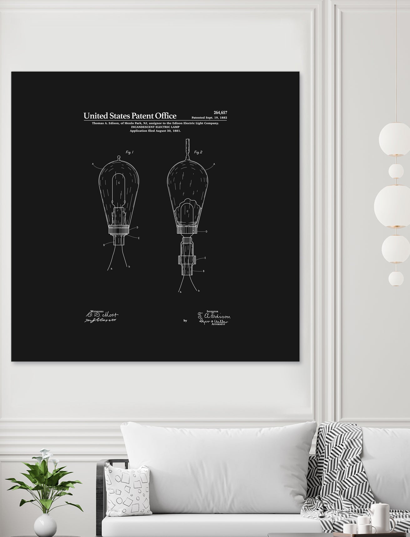 Thomas Edison Light Bulb Patent - Black by Finlay McNevin on GIANT ART - black typography