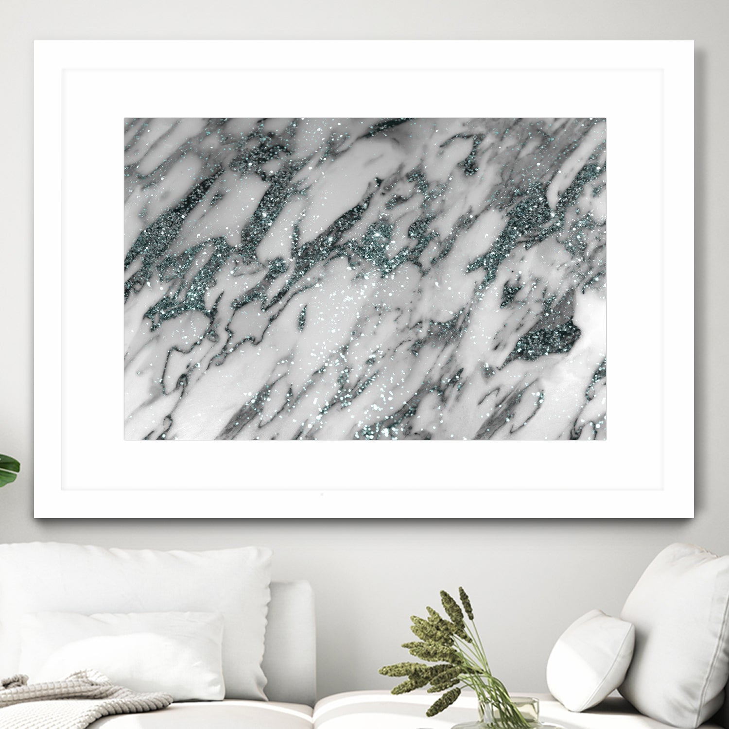 Classic White Marble Light Blue Glitter Glam #1 by Anita & Bella Jantz on GIANT ART - blue photo illustration