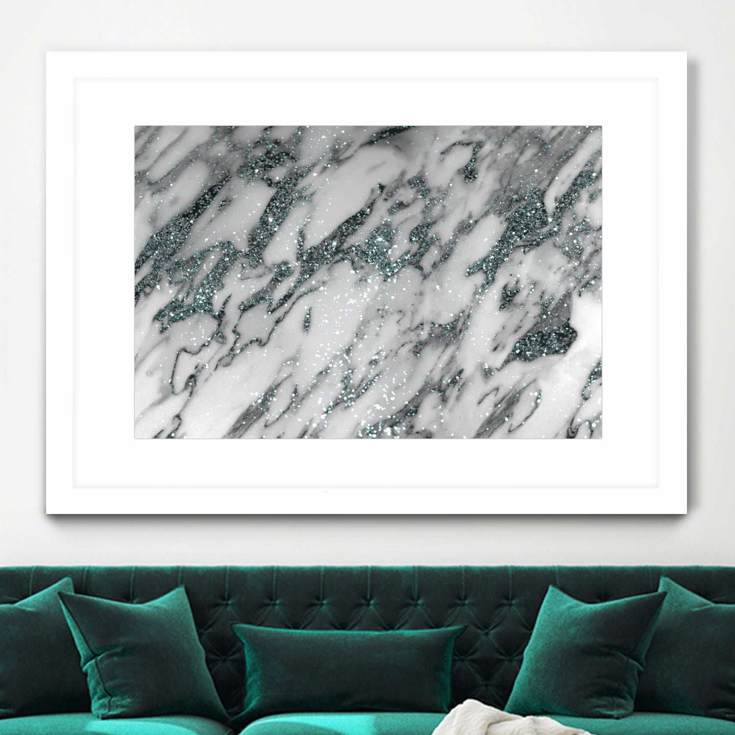 Classic White Marble Light Blue Glitter Glam #1 by Anita & Bella Jantz on GIANT ART - blue photo illustration