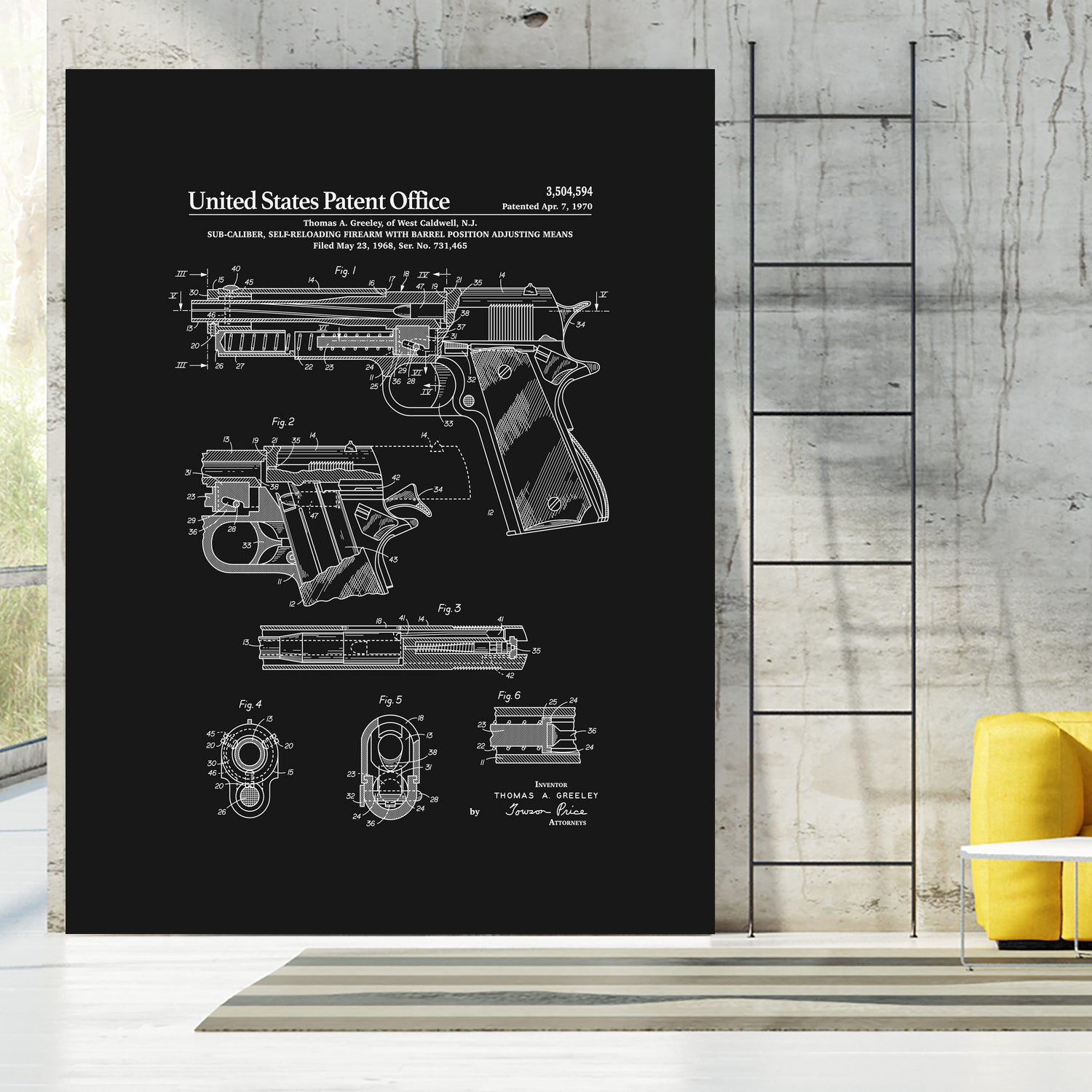 Colt 1911 Handgun Patent - Black by Finlay McNevin on GIANT ART - black typography