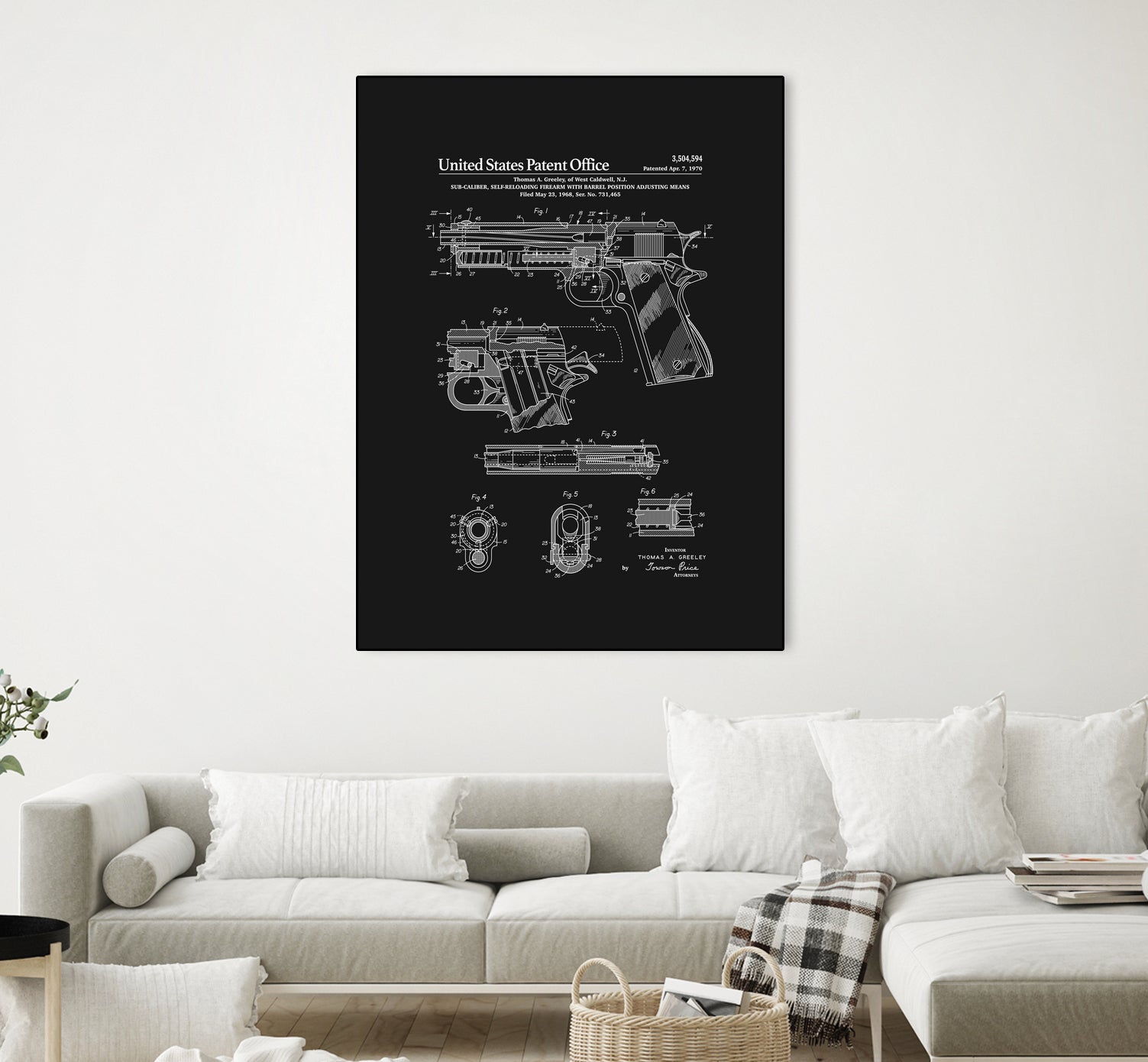 Colt 1911 Handgun Patent - Black by Finlay McNevin on GIANT ART - black typography