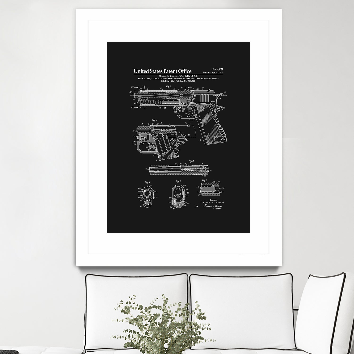 Colt 1911 Handgun Patent - Black by Finlay McNevin on GIANT ART - black typography