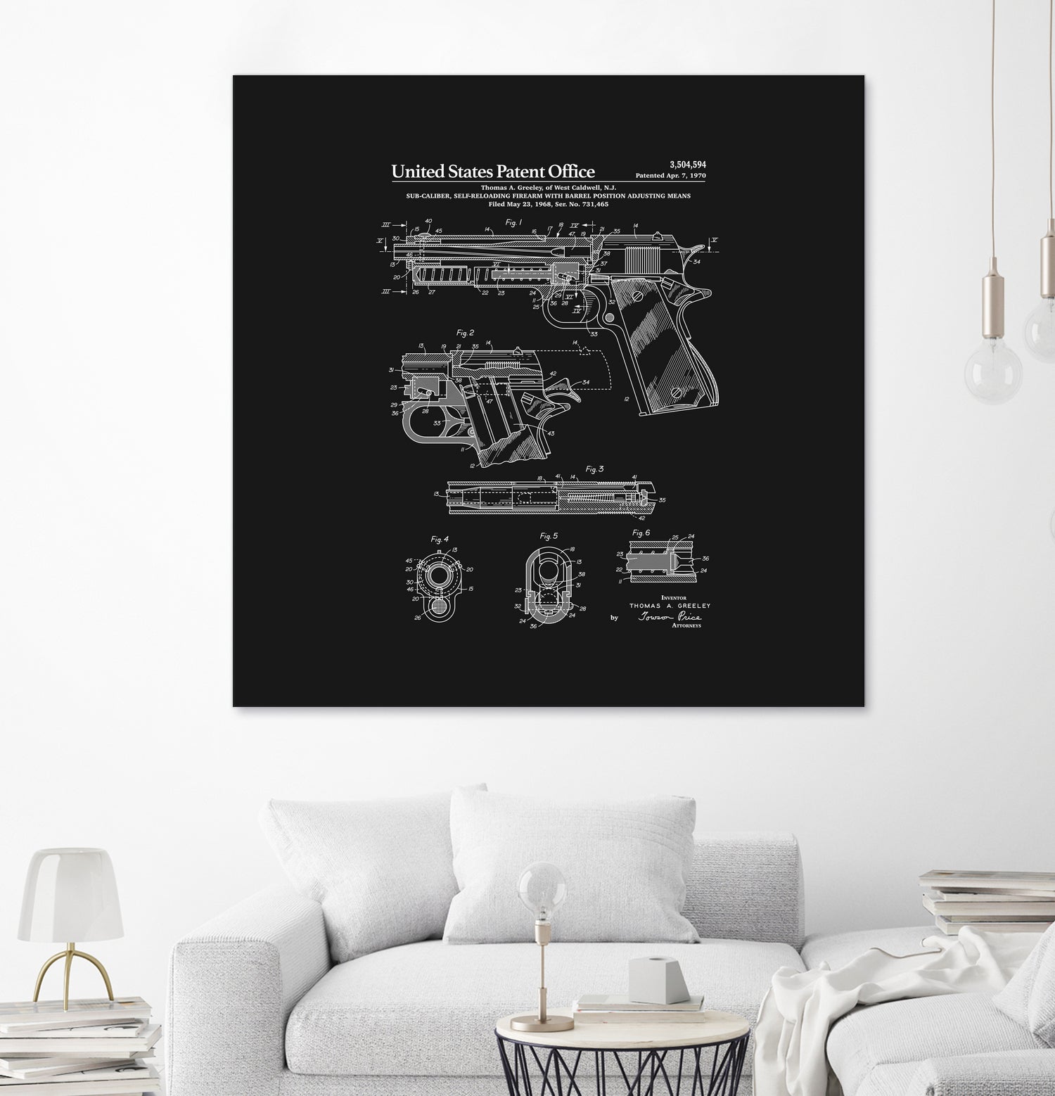 Colt 1911 Handgun Patent - Black by Finlay McNevin on GIANT ART - black typography