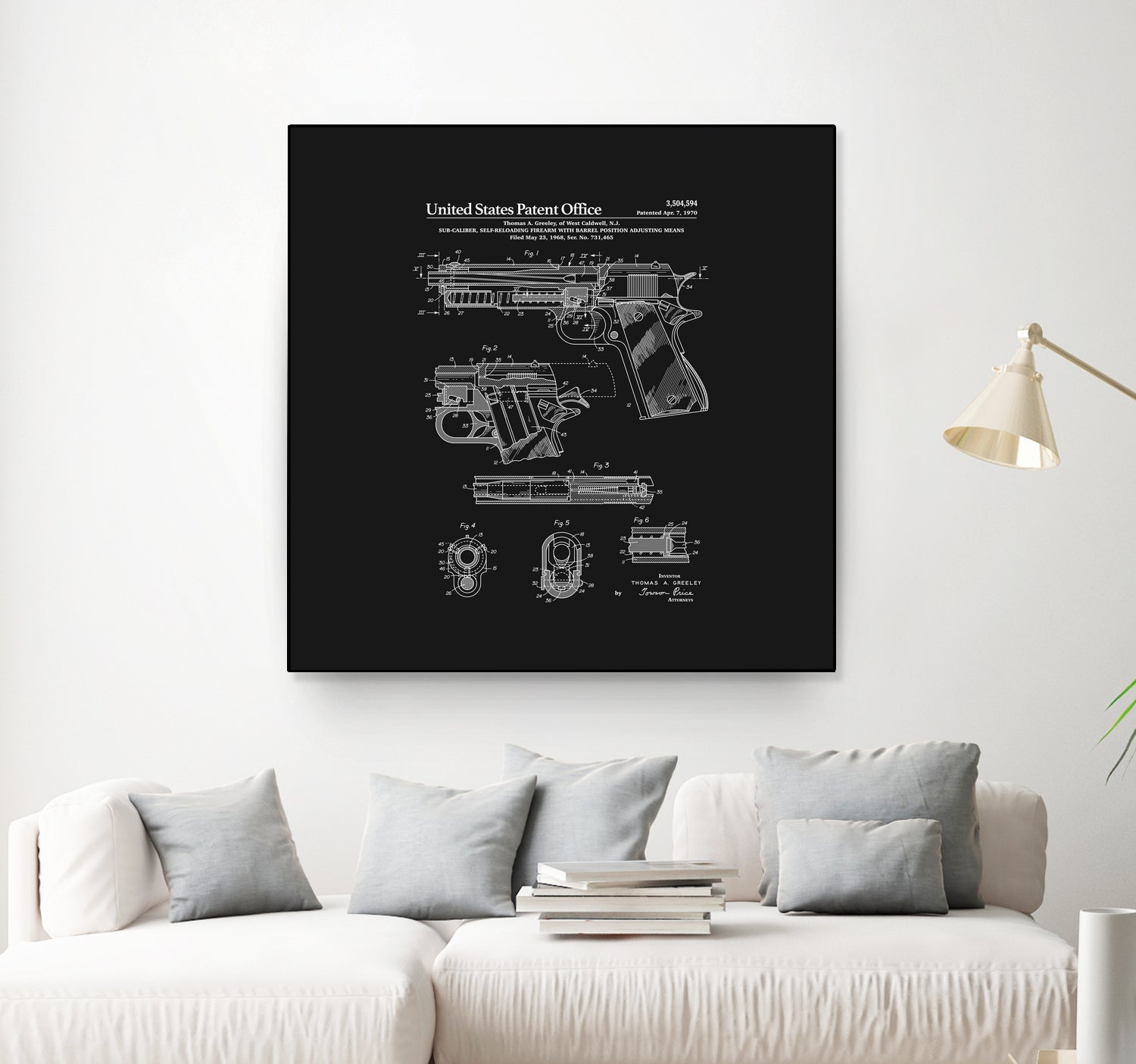 Colt 1911 Handgun Patent - Black by Finlay McNevin on GIANT ART - black typography