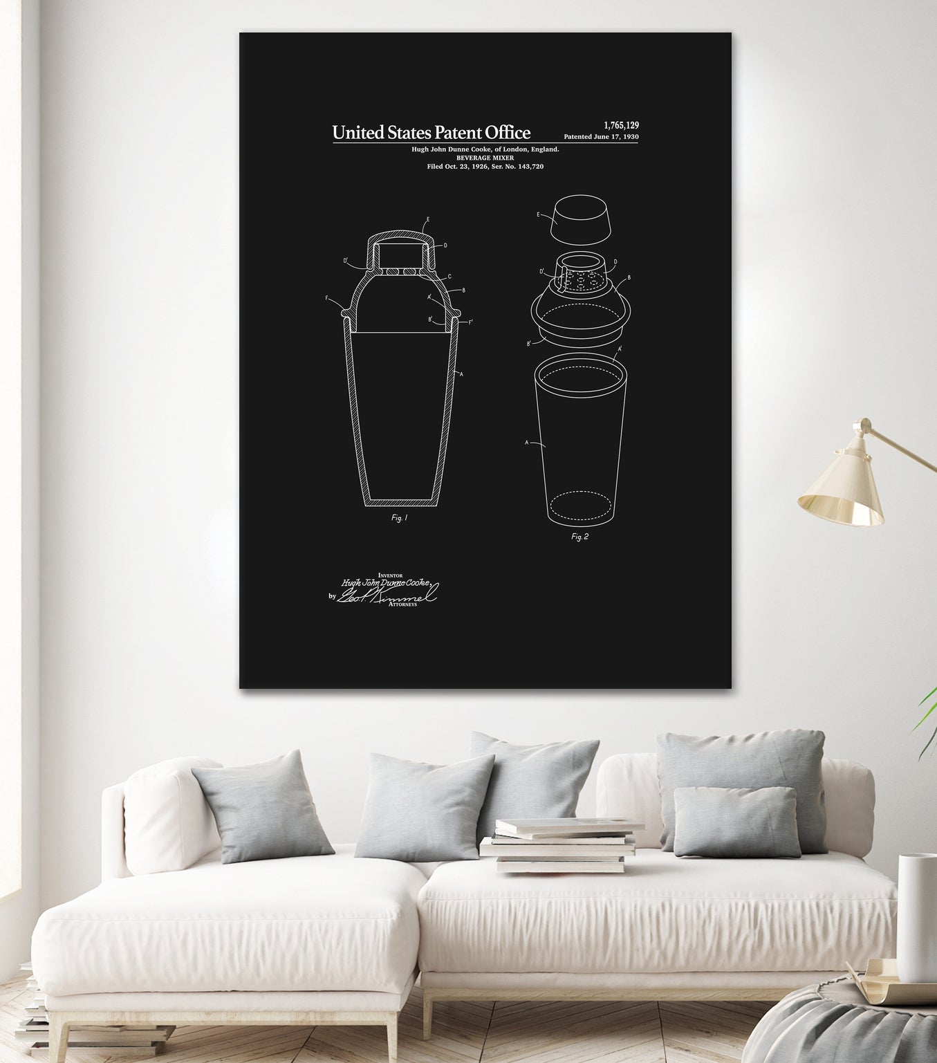 Cocktail Shaker Patent - Black by Finlay McNevin on GIANT ART - black typography