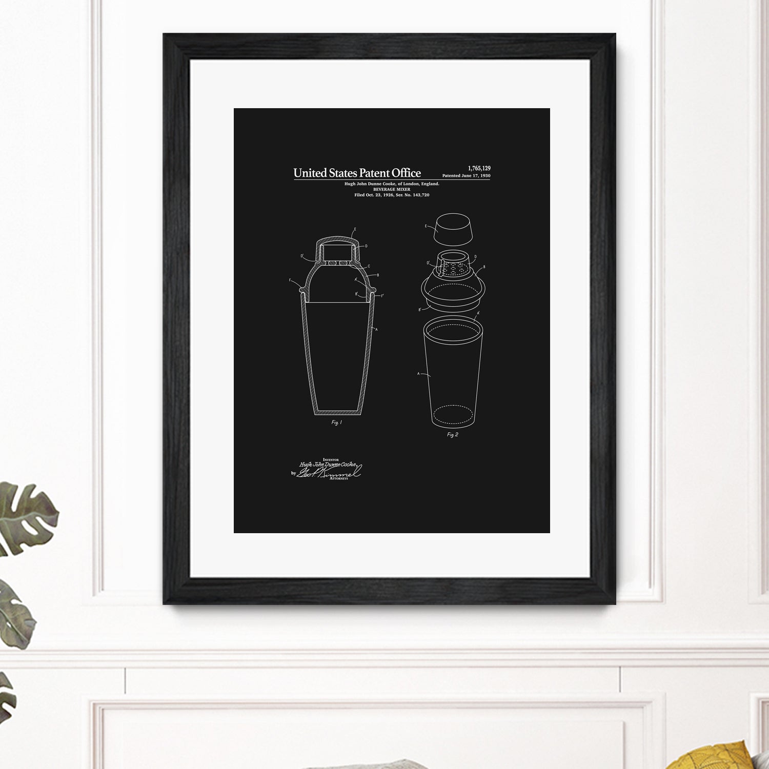 Cocktail Shaker Patent - Black by Finlay McNevin on GIANT ART - black typography