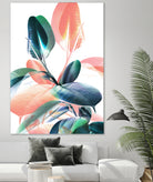 Foliage in Love - Teal & Peach by Dominique Van Roey on GIANT ART - white photo manipulation