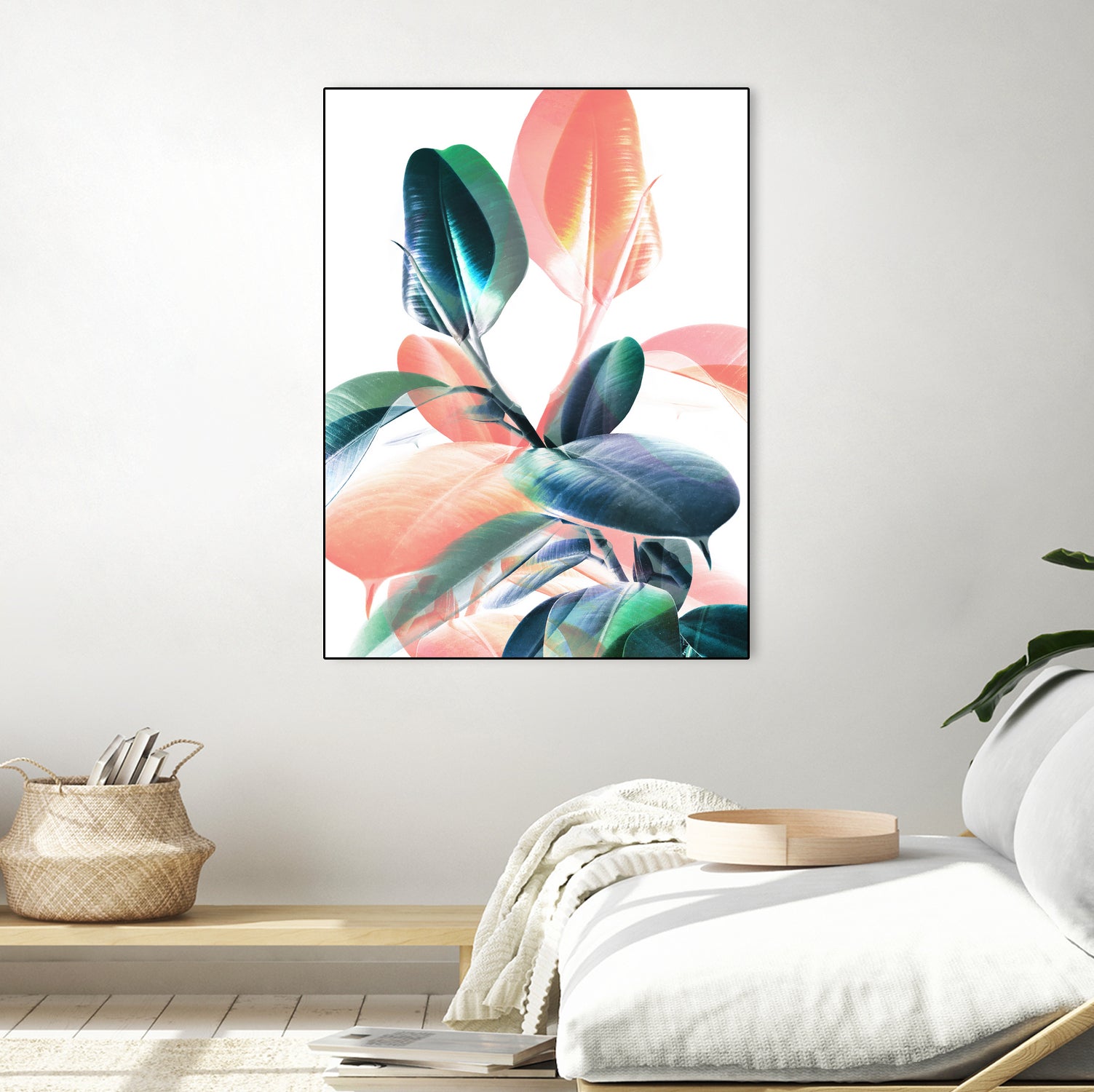 Foliage in Love - Teal & Peach by Dominique Van Roey on GIANT ART - white photo manipulation