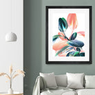 Foliage in Love - Teal & Peach by Dominique Van Roey on GIANT ART - white photo manipulation