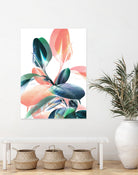 Foliage in Love - Teal & Peach by Dominique Van Roey on GIANT ART - white photo manipulation