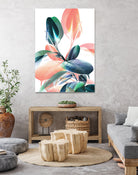 Foliage in Love - Teal & Peach by Dominique Van Roey on GIANT ART - white photo manipulation