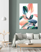 Foliage in Love - Teal & Peach by Dominique Van Roey on GIANT ART - white photo manipulation
