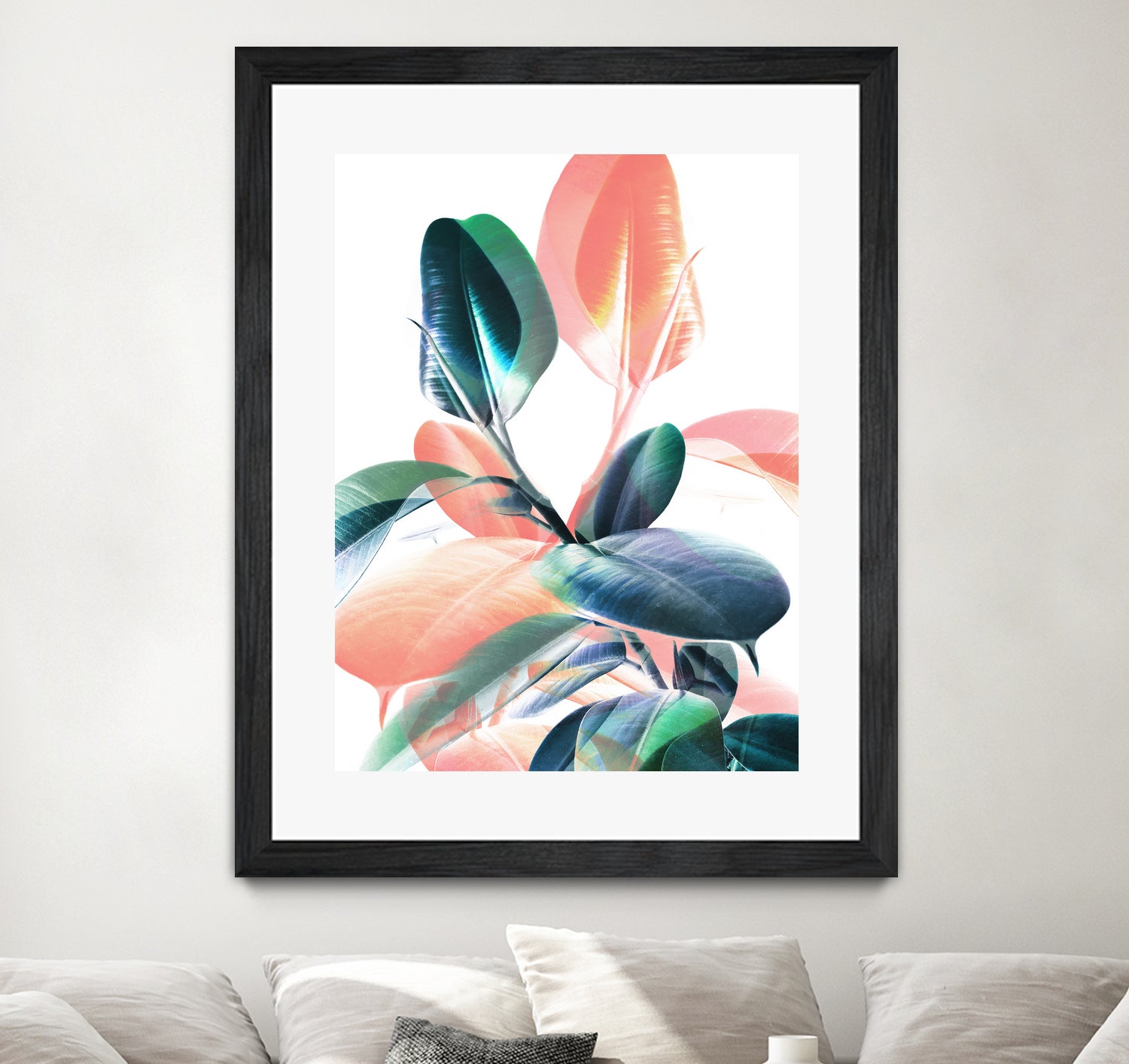 Foliage in Love - Teal & Peach by Dominique Van Roey on GIANT ART - white photo manipulation