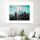 Chair Lift with Dark Blue and Teal Winter Sky by RJ Byrd on GIANT ART - blue photo illustration