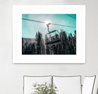 Chair Lift with Dark Blue and Teal Winter Sky by RJ Byrd on GIANT ART - blue photo illustration