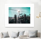 Chair Lift with Dark Blue and Teal Winter Sky by RJ Byrd on GIANT ART - blue photo illustration