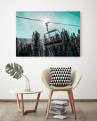 Chair Lift with Dark Blue and Teal Winter Sky by RJ Byrd on GIANT ART - blue photo illustration