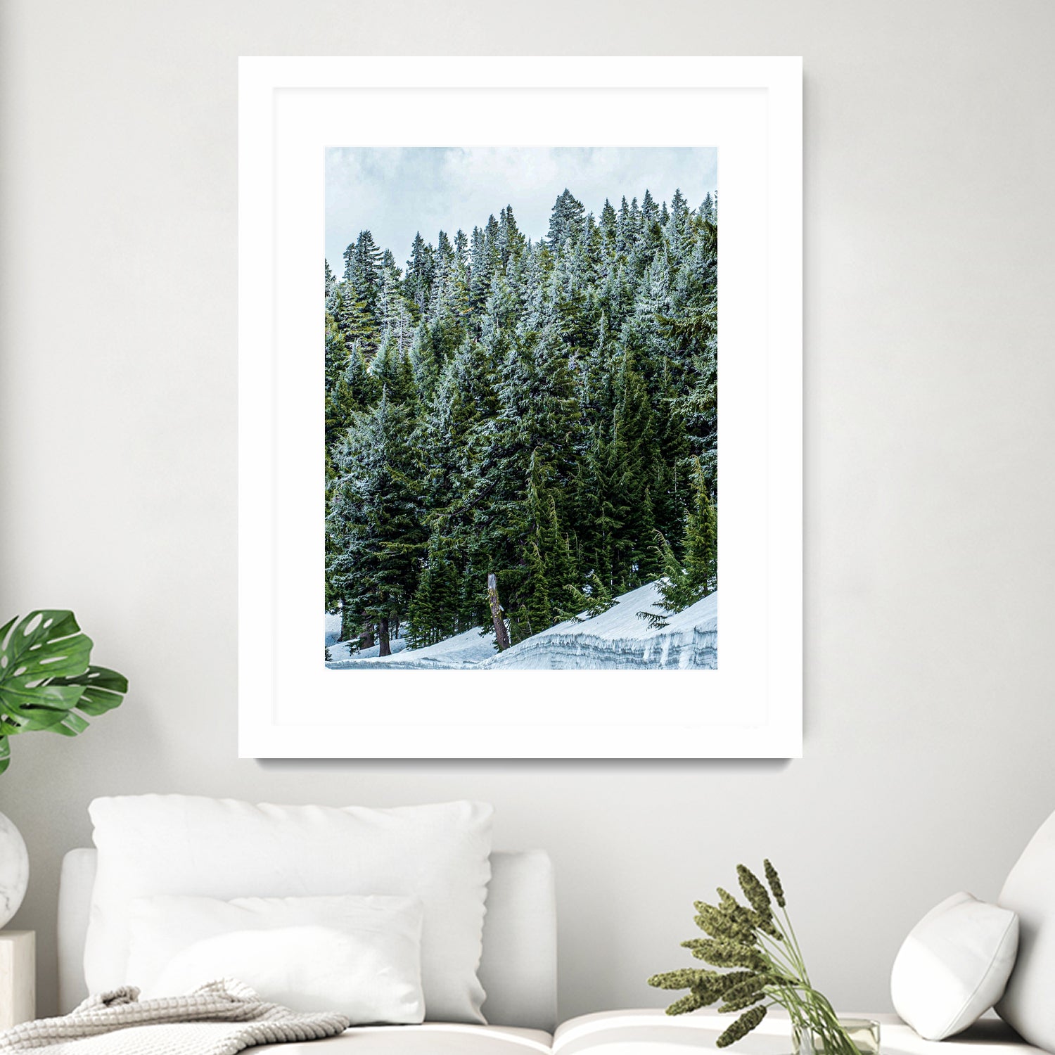 Pine Tree Forest Blue and Green Dense Forest by RJ Byrd on GIANT ART - green photo illustration