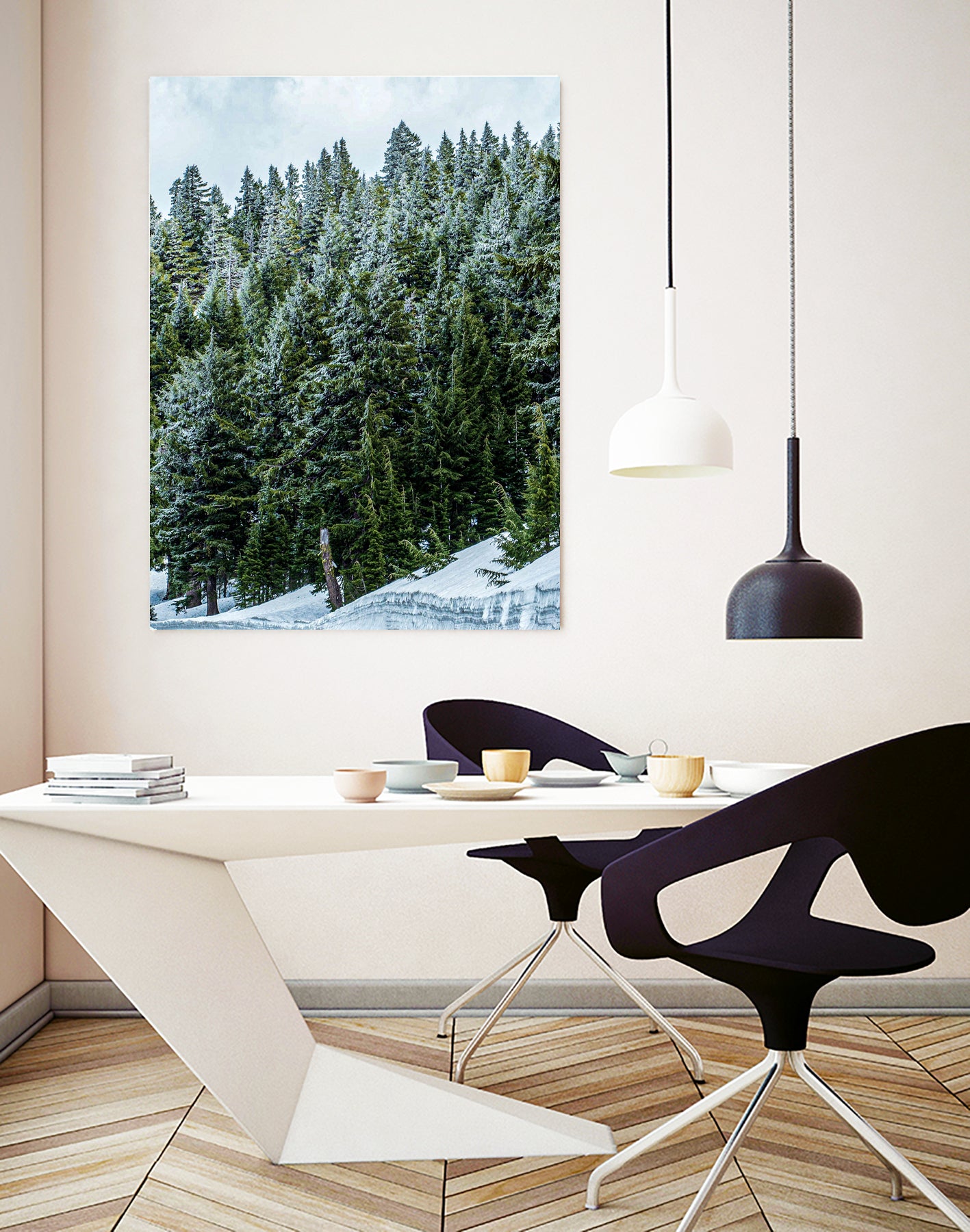 Pine Tree Forest Blue and Green Dense Forest by RJ Byrd on GIANT ART - green photo illustration