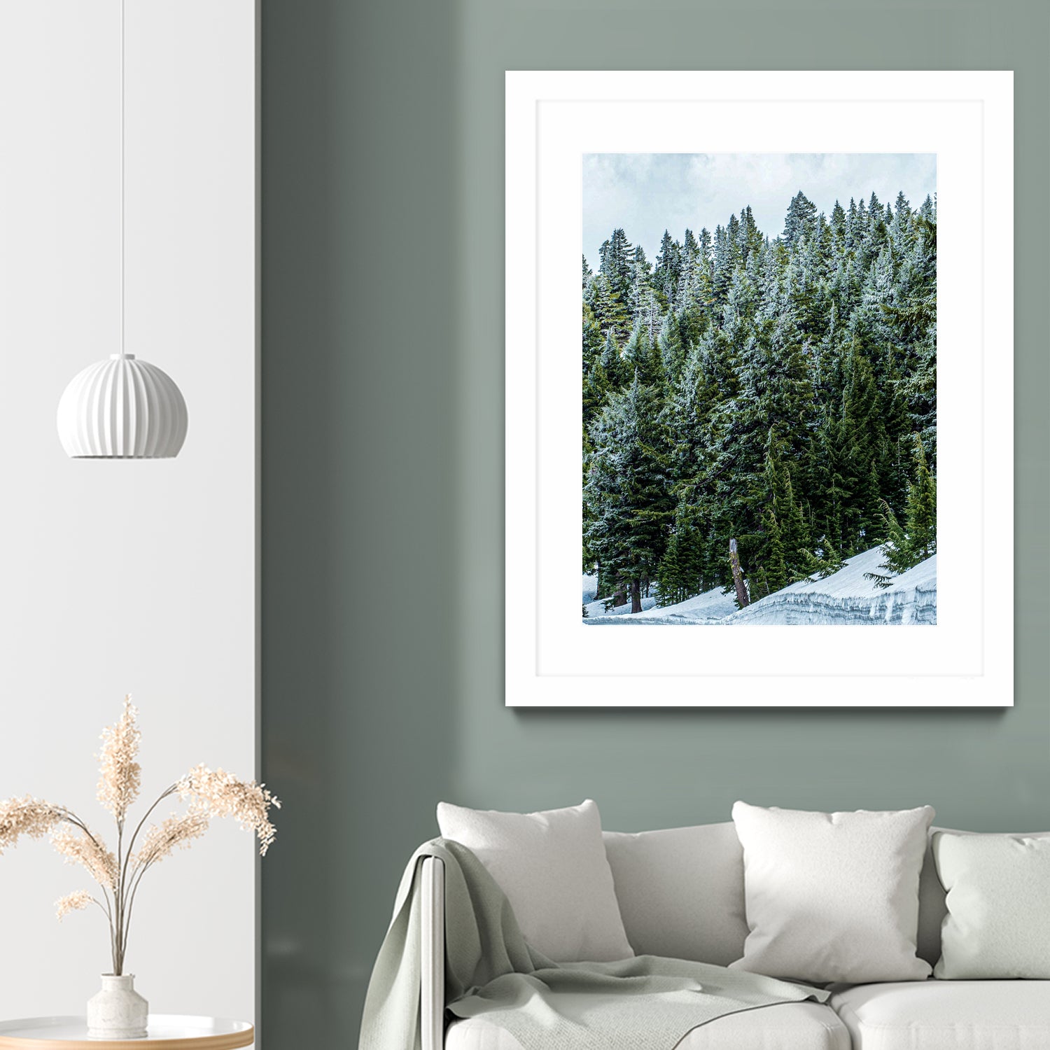 Pine Tree Forest Blue and Green Dense Forest by RJ Byrd on GIANT ART - green photo illustration