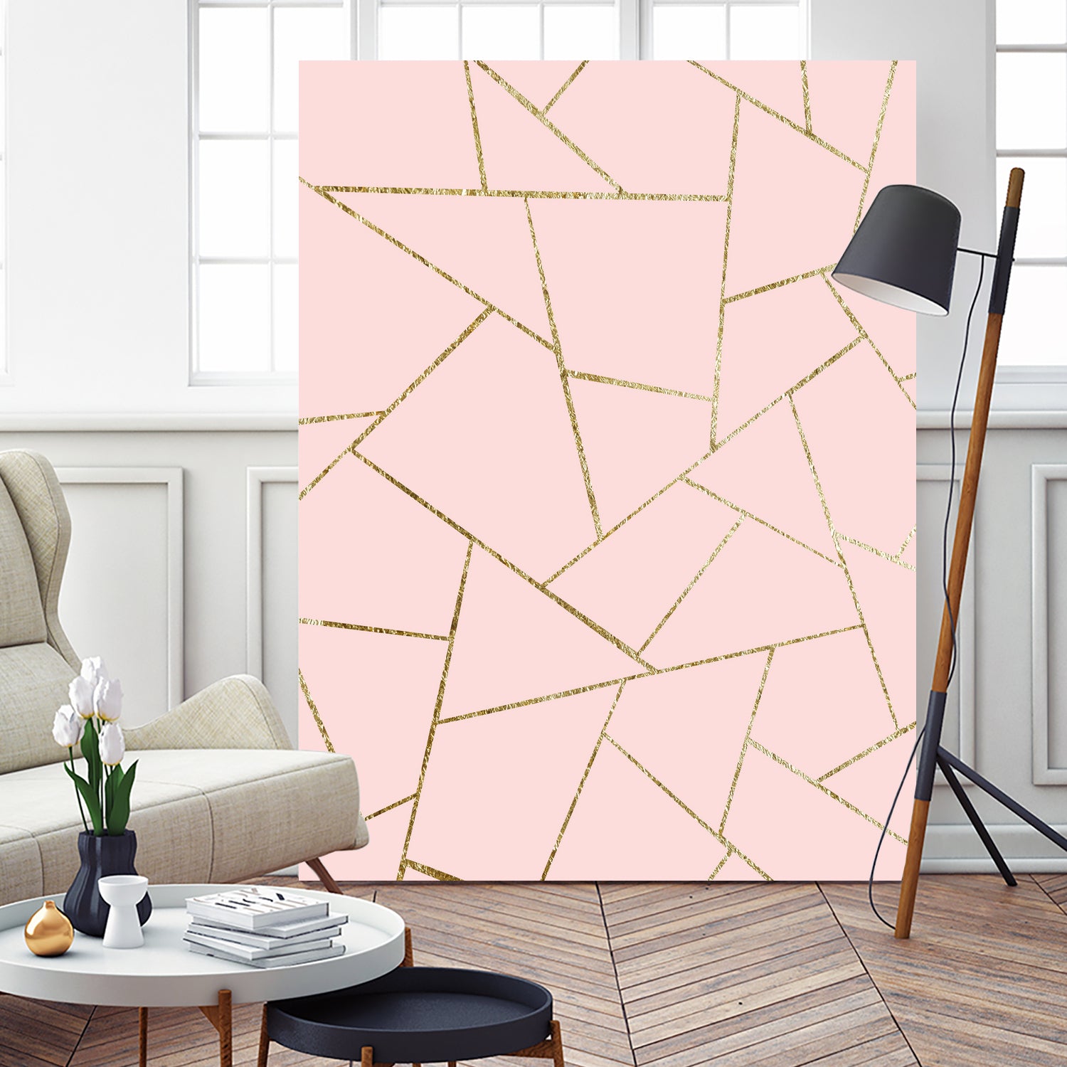 Blush Pink Gold Geometric Glam #1 #geo #decor #art by Anita & Bella Jantz on GIANT ART - pink digital drawing