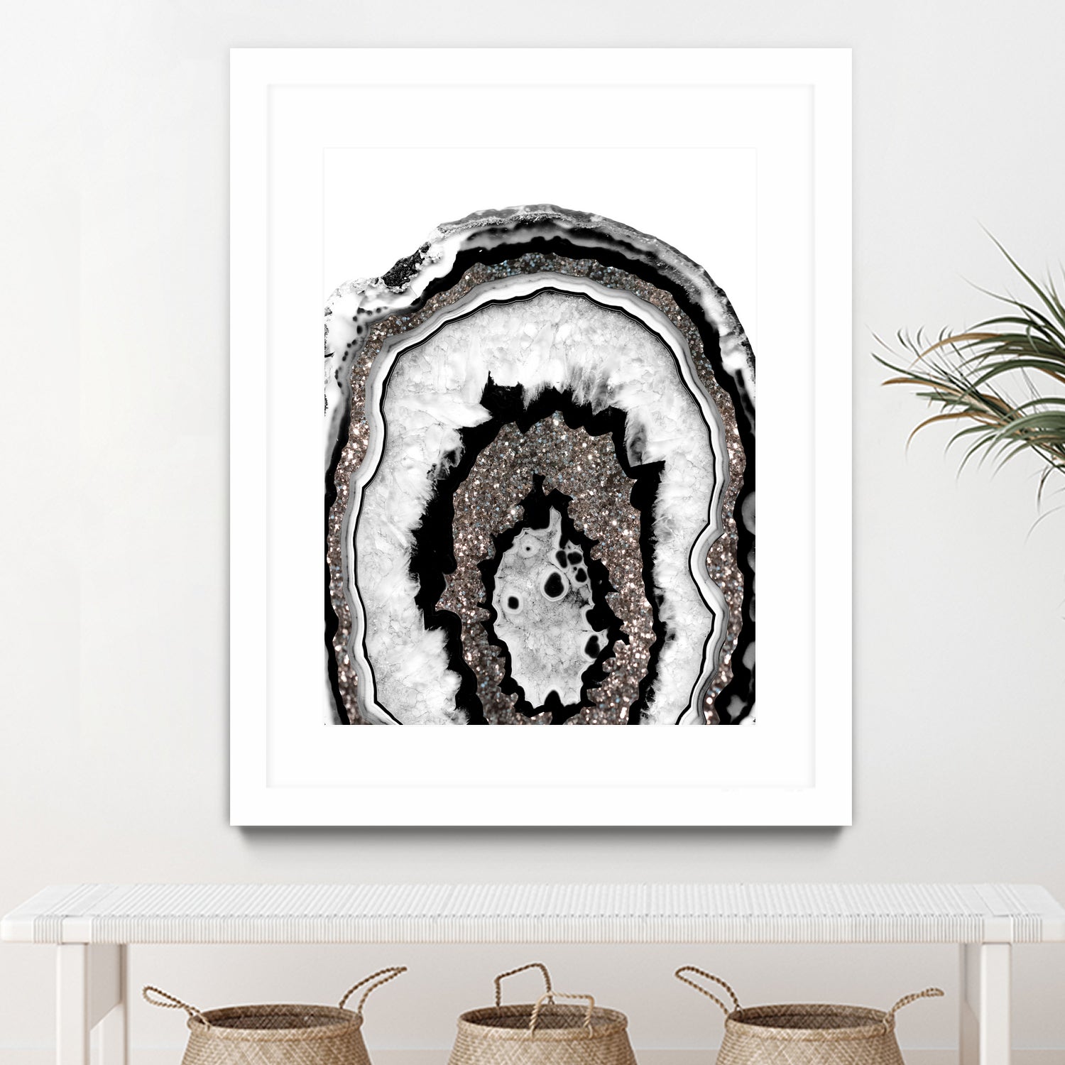 Gray Black White Agate with Silver Glitter #1a #gem #decor by Anita & Bella Jantz on GIANT ART - gray photo illustration