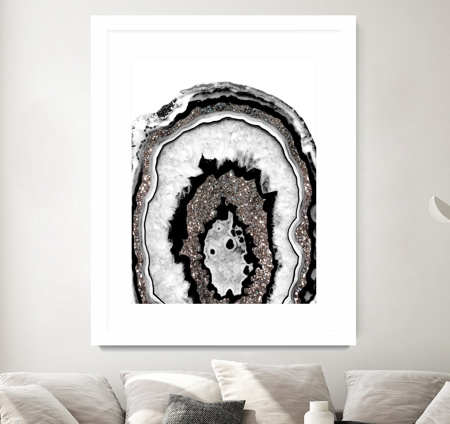 Gray Black White Agate with Silver Glitter #1a #gem #decor by Anita & Bella Jantz on GIANT ART - gray photo illustration